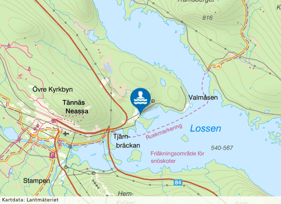 Lossen, Tjärnbräcka på kartan