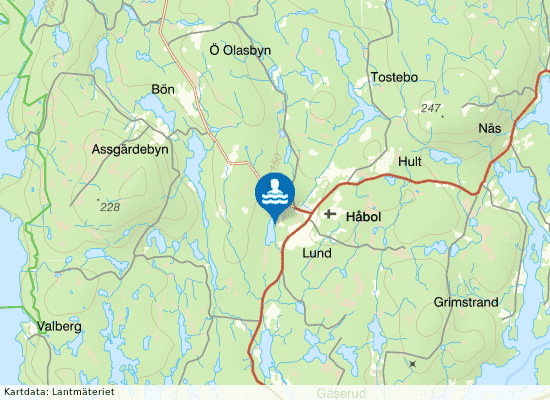 Långelidtjärns badplats på kartan