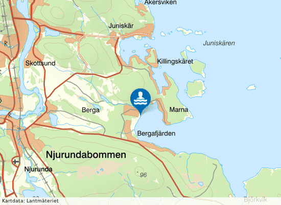 Bergafjärden, Njurunda på kartan