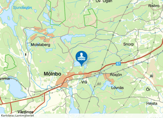 Bergasjön, Bergabadet på kartan