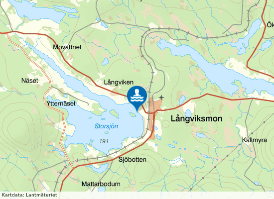 Långviksmons badplats på kartan