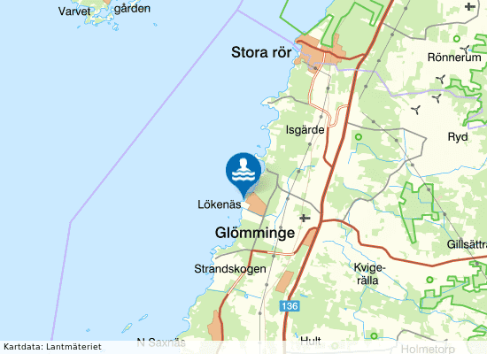 Lökenäs på kartan