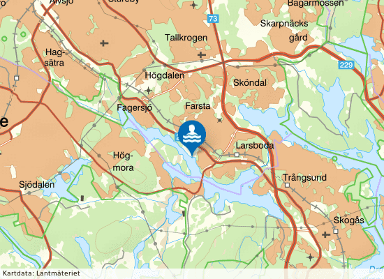 Magelungen, Farsta strandbad på kartan