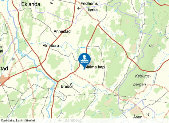 Malma badplats på kartan