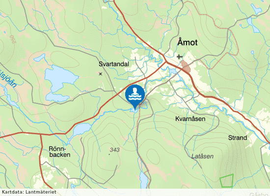 Masugnsdammen i Åmot på kartan