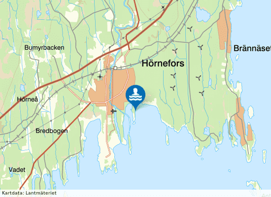Megrundet Hörnefors på kartan