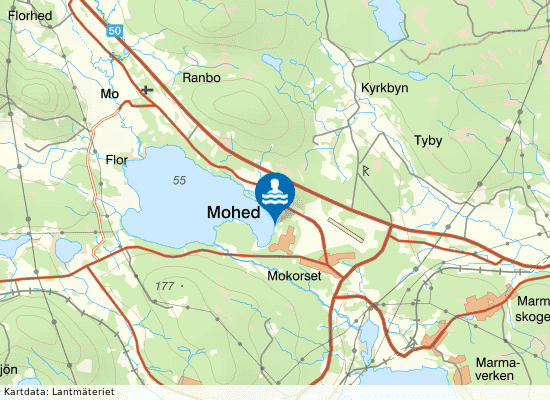 Mohed, Florsjön på kartan