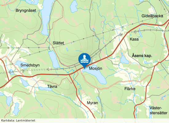 Mosjöns badplats på kartan