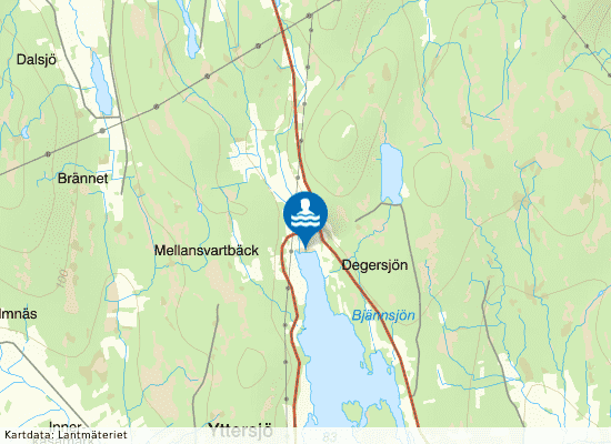 Bjennsjön norra badplats på kartan