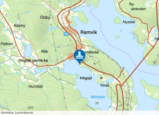 Mörtsjön, Snibbens badplats på kartan