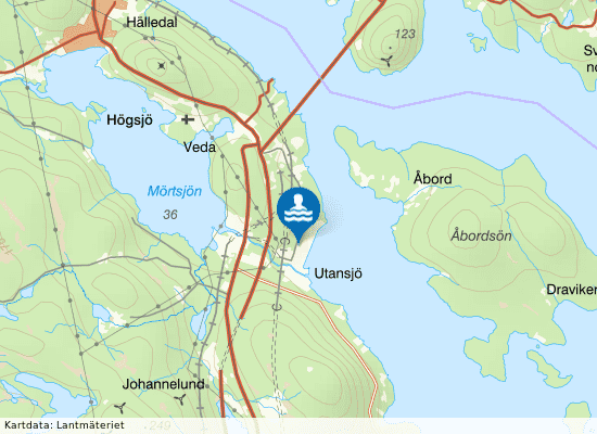 Mörtsjön, Utansjö badplats på kartan