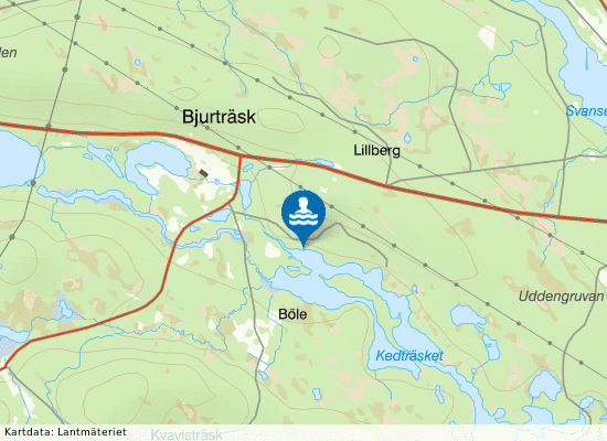 Bjurträskets badplats på kartan