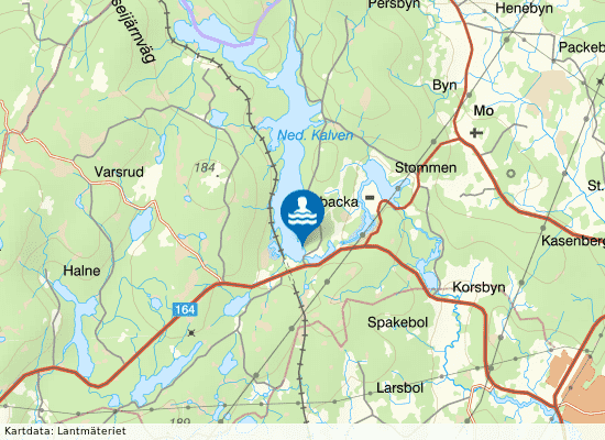 Nedre Kalven, Forsbackabaden på kartan