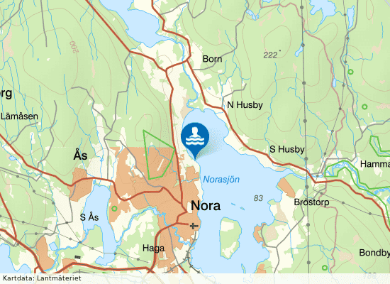 Norasjön, Gustavsbergs camping på kartan