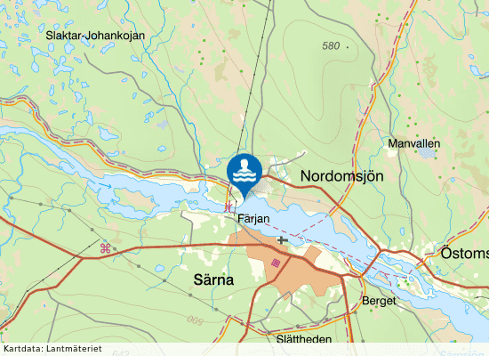 Nordomsjöns badplats på kartan