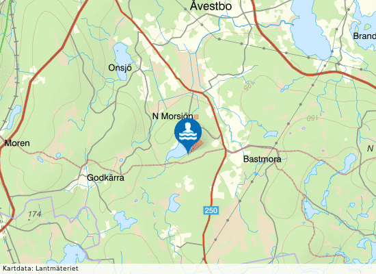 Norr Morssjön allm. bryggan på kartan