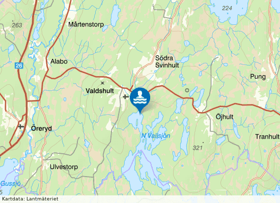 Norra Vallsjön på kartan