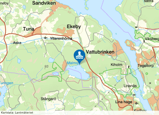 Nya Malmsjöbadet på kartan