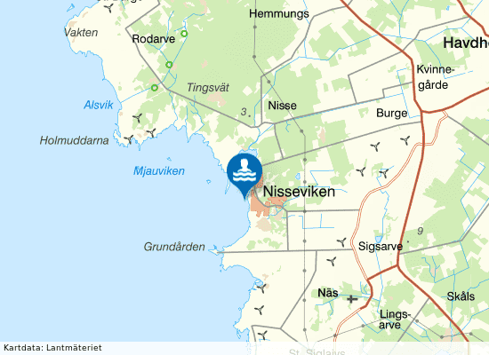 Näs, Nisseviken på kartan