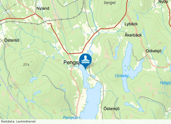 Pengsjöns badplats på kartan