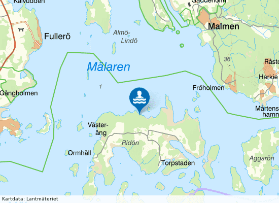 Ridön, Lastudden på kartan