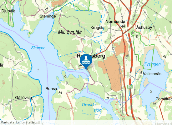 Rosersbergsbadet på kartan