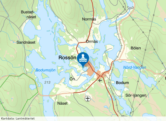 Rossöns badplats på kartan