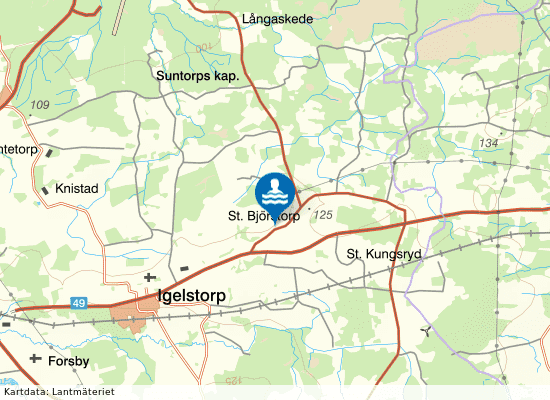 Björstorpsbadet på kartan