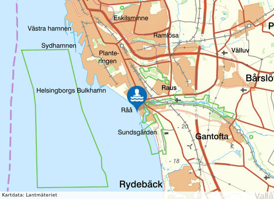 Råå badhus på kartan