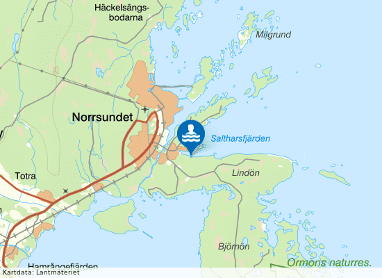 Saltharsfjärden på kartan