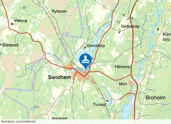 Sandhemssjön på kartan