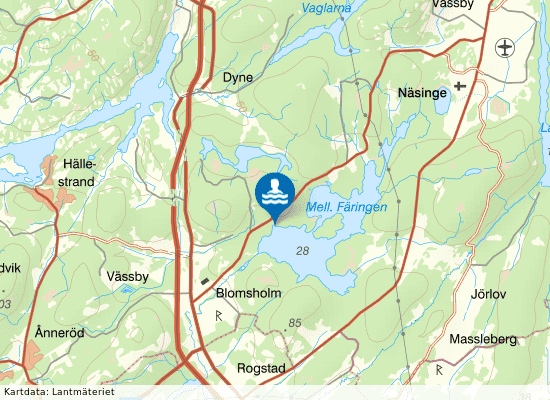 Blåhällorna, Färingen på kartan