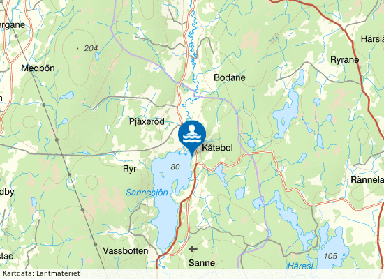 Sannesjön på kartan