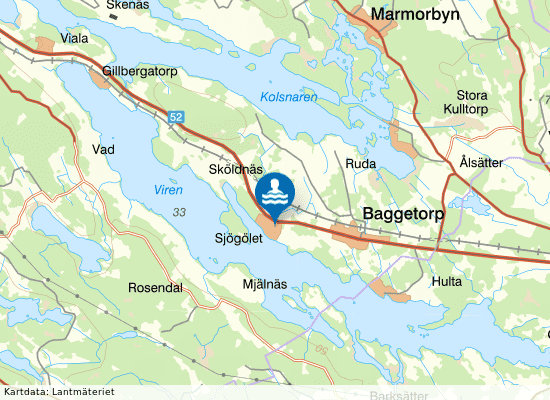 Sjögölets badplats på kartan