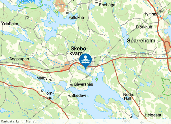 Skebokvarnsbadet på kartan