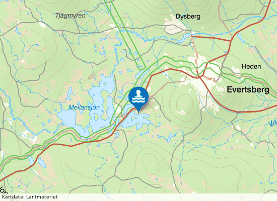 Evertsbergs badplats, Skepphussjön på kartan