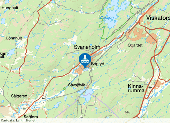 Bogrydssjöns badplats, Svaneholm på kartan