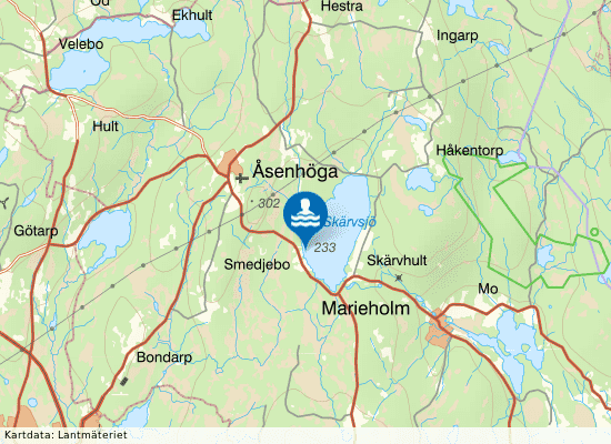 Skärvsjö, Sjöbo på kartan