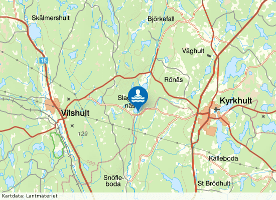 Slagesnässjön på kartan