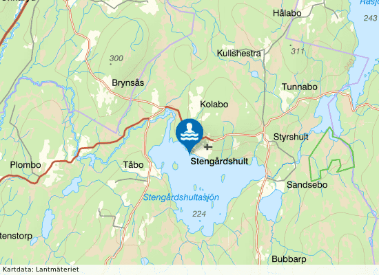 Stengårdshultasjön på kartan