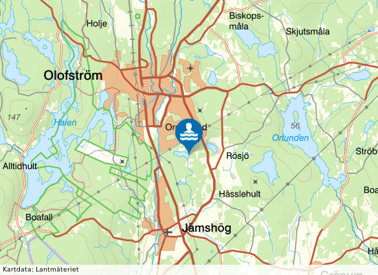 Stora Oredssjön på kartan