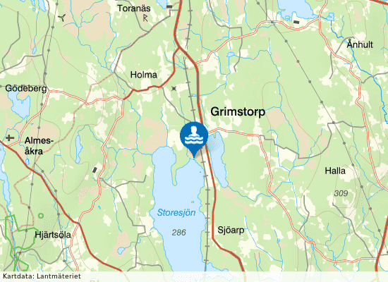 Storesjön, Grimstorps badpl. på kartan
