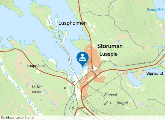Storuman, Badsjön - badbryggan på kartan