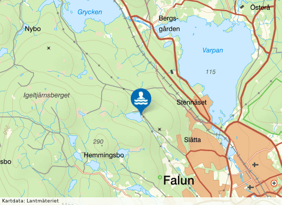 Stångtjärn, Falun på kartan