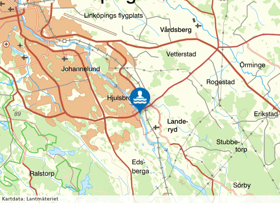 Stångån Hjulsbro på kartan