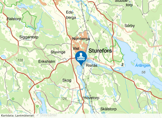 Stångån Sturefors på kartan