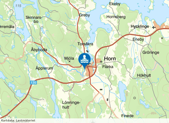 Stångån, Hornåberg på kartan