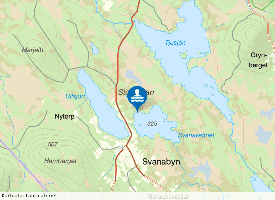 Svanabys badplats på kartan