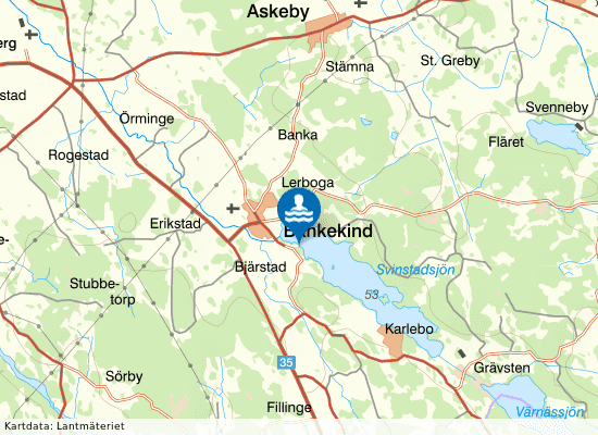 Svinstadsjön, Bankekinds på kartan