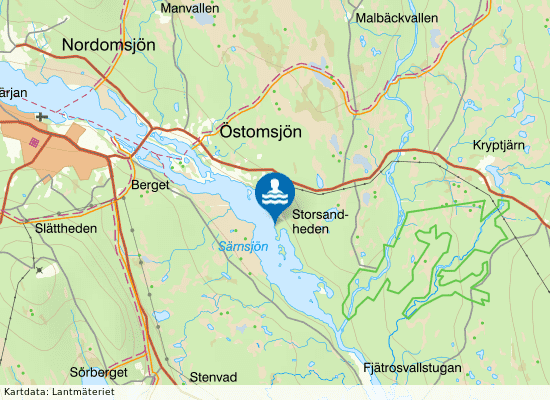 Särnasjön Östomsjön på kartan